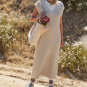 Free People G2g Midi Dress in Oatmeal Size S